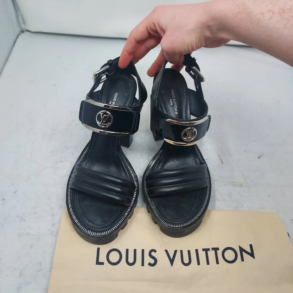 LOUIS VUITTON Black LV Star Trail Heel Sandal - Picture 10 of 12